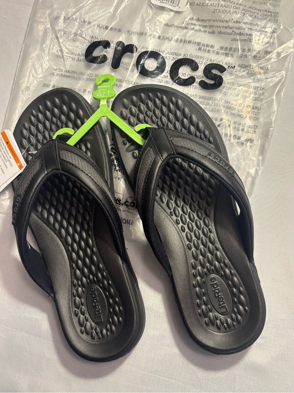 CROCS Yukon Sport Unisex Black Flip-Flop Summer Sandals M9 W11 New
